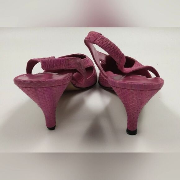 Bally of Switzerland Vintage Pink Leather Slingback Shoe's Kitten Heels  11AA - Picture 10 of 15